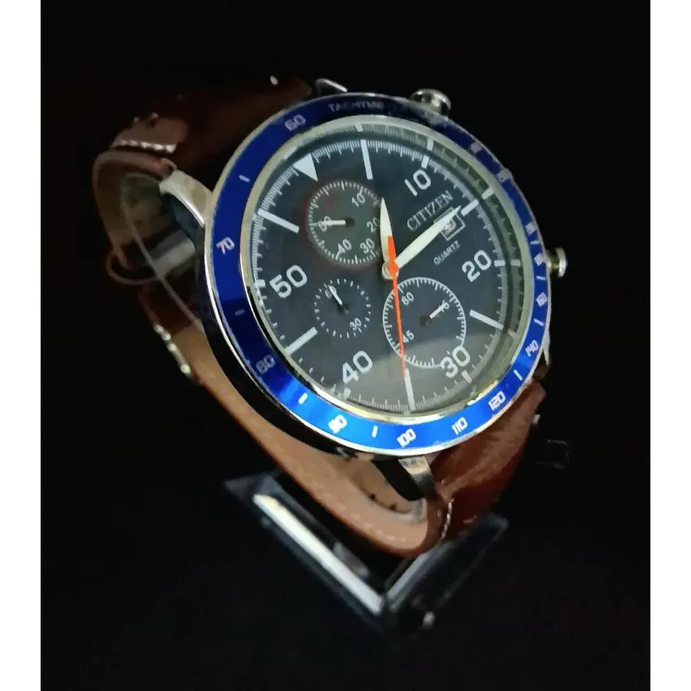 Gentlemens Citizen Chronograph Leather Date‎ Wrist Watch